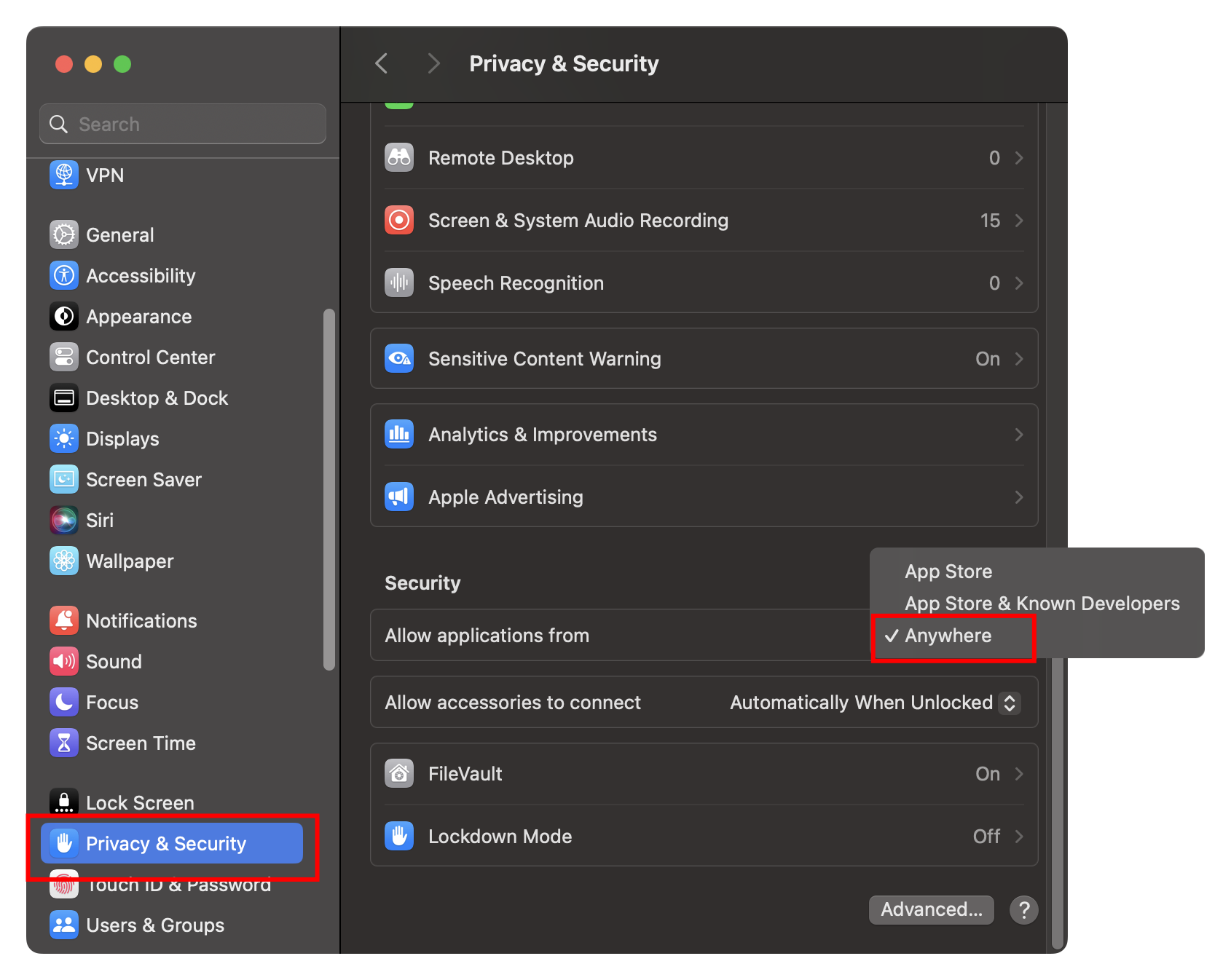 Secondary Confirmation in System Preferences